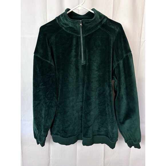 Topman Men’s oversized velour 1/4 zip Sweatshirt Pullover in Green Small LRD1-2 - Picture 2 of 8